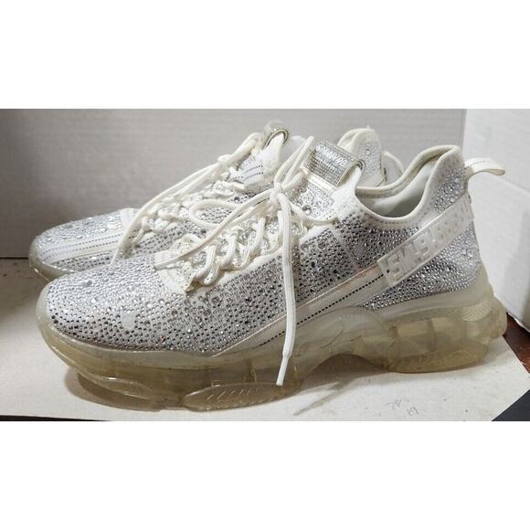 Steve Madden Shoes - Steve Madden Womens Maxima-R White Bling Rhinestones Concert Sneaker Shoe Sz 12